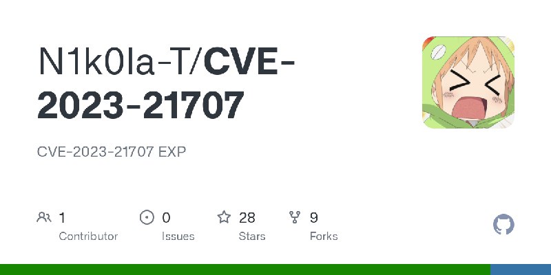 GitHub - N1k0la-T/CVE-2023-21707: CVE-2023-21707 EXP