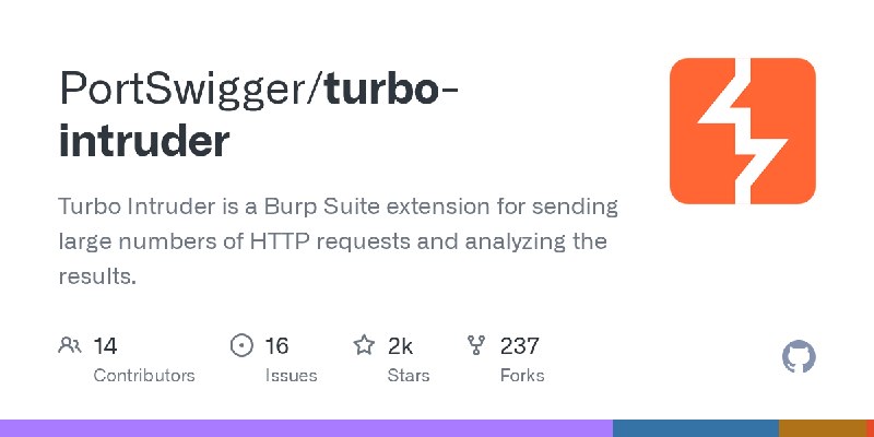 GitHub - PortSwigger/turbo-intruder: Turbo Intruder is a Burp Suite extension for sending large numbers of HTTP requests and analyzing…