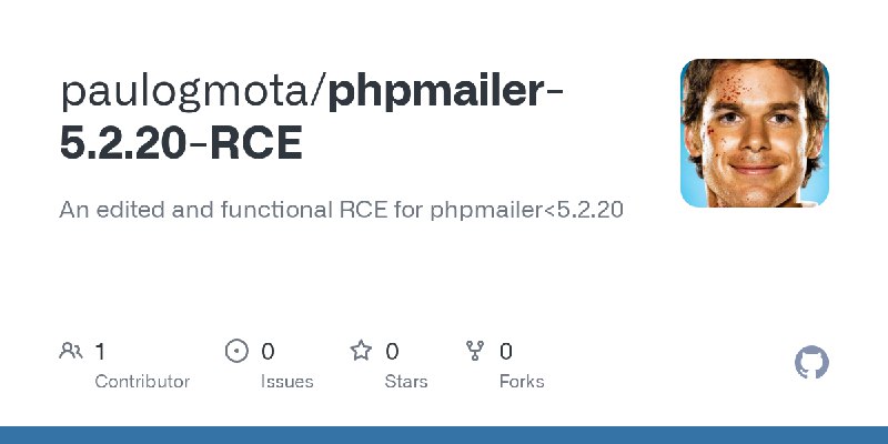 GitHub - paulogmota/phpmailer-5.2.20-RCE: An edited and functional RCE for phpmailer<5.2.20