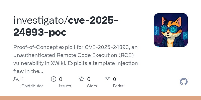 GitHub - investigato/cve-2025-24893-poc: Proof-of-Concept exploit for CVE-2025-24893, an unauthenticated Remote Code Execution…