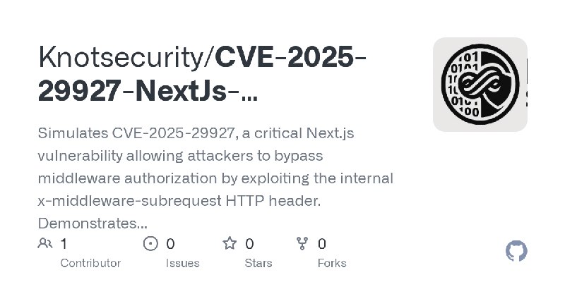 GitHub - Knotsecurity/CVE-2025-29927-NextJs-Middleware-Simulation: Simulates CVE-2025-29927, a critical Next.js vulnerability allowing…
