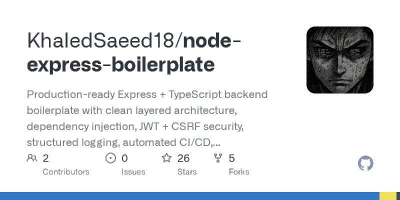 GitHub - KhaledSaeed18/node-express-boilerplate: Production-ready Express + TypeScript backend boilerplate with clean layered architecture…