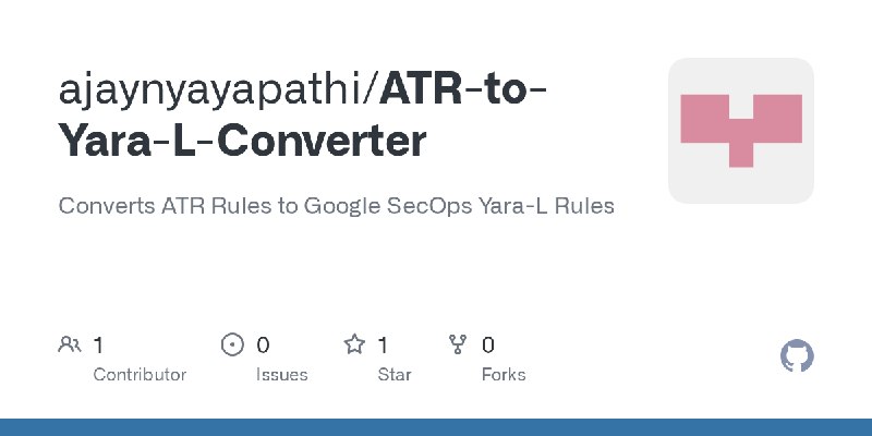 GitHub - ajaynyayapathi/ATR-to-Yara-L-Converter: Converts ATR Rules to Google SecOps  Yara-L Rules