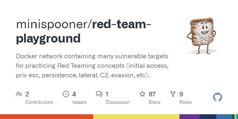 GitHub - minispooner/red-team-playground: Docker network containing many vulnerable targets for practicing Red Teaming concepts…