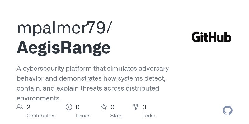 GitHub - mpalmer79/AegisRange: A cybersecurity platform that simulates adversary behavior and demonstrates how systems detect,…