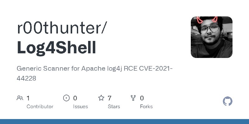 GitHub - r00thunter/Log4Shell: Generic Scanner for Apache log4j RCE CVE-2021-44228
