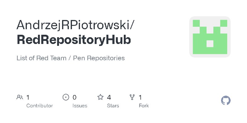 GitHub - AndrzejRPiotrowski/RedRepositoryHub: List of Red Team / Pen Repositories