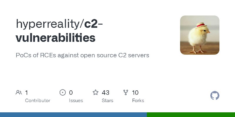 GitHub - hyperreality/c2-vulnerabilities: PoCs of RCEs against open source C2 servers