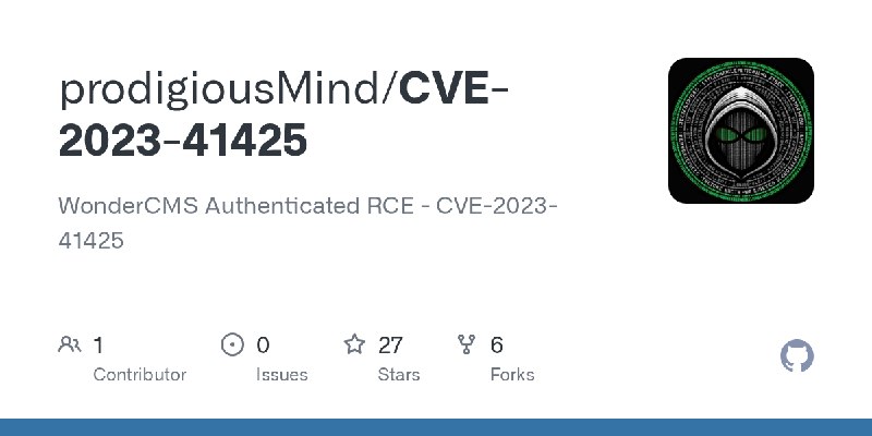 GitHub - prodigiousMind/CVE-2023-41425: WonderCMS Authenticated RCE - CVE-2023-41425
