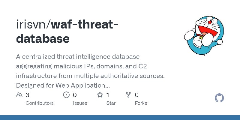 GitHub - irisvn/waf-threat-database: A centralized threat intelligence database aggregating malicious IPs, domains, and C2 infrastructure…