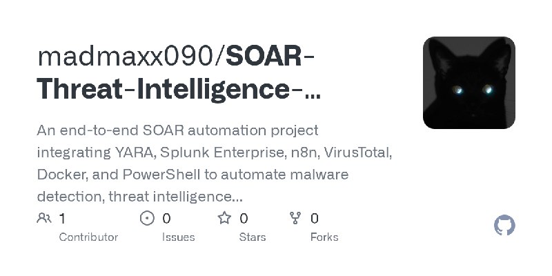 GitHub - madmaxx090/SOAR-Threat-Intelligence-Automation: An end-to-end SOAR automation project integrating YARA, Splunk Enterprise…