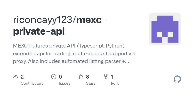 GitHub - riconcayy123/mexc-private-api: MEXC Futures private API (Typescript, Python), extended api for trading, multi-account…
